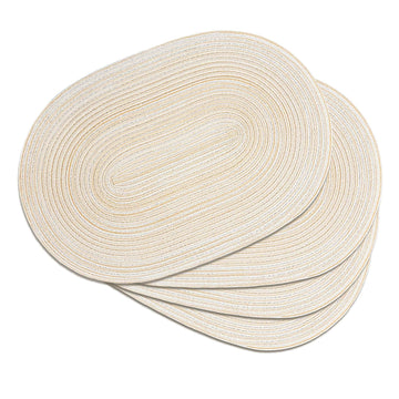 Placemats Set of 4, Woven Oval Braided Dining Table Mats(Beige)