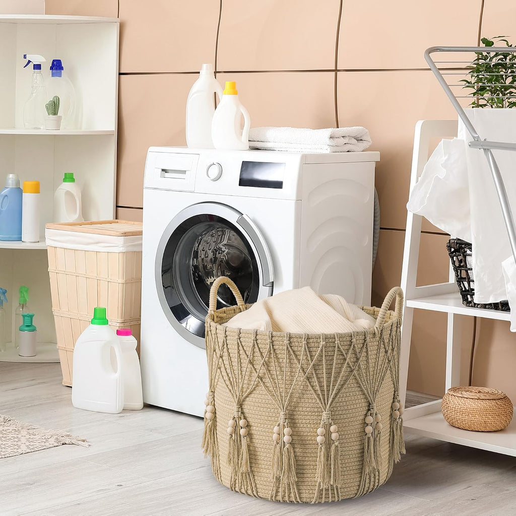 Blanket Basket Decor Storage Basket for Toy Organizer Boho Decor Baskets for Modern Farmhouse Decor Small Laundry