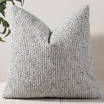 26x26 Blue Euro Sham Pillow Cover Striped Textured Boucle Chic Morden Boho Accent Farmhouse Square Decorative Couch