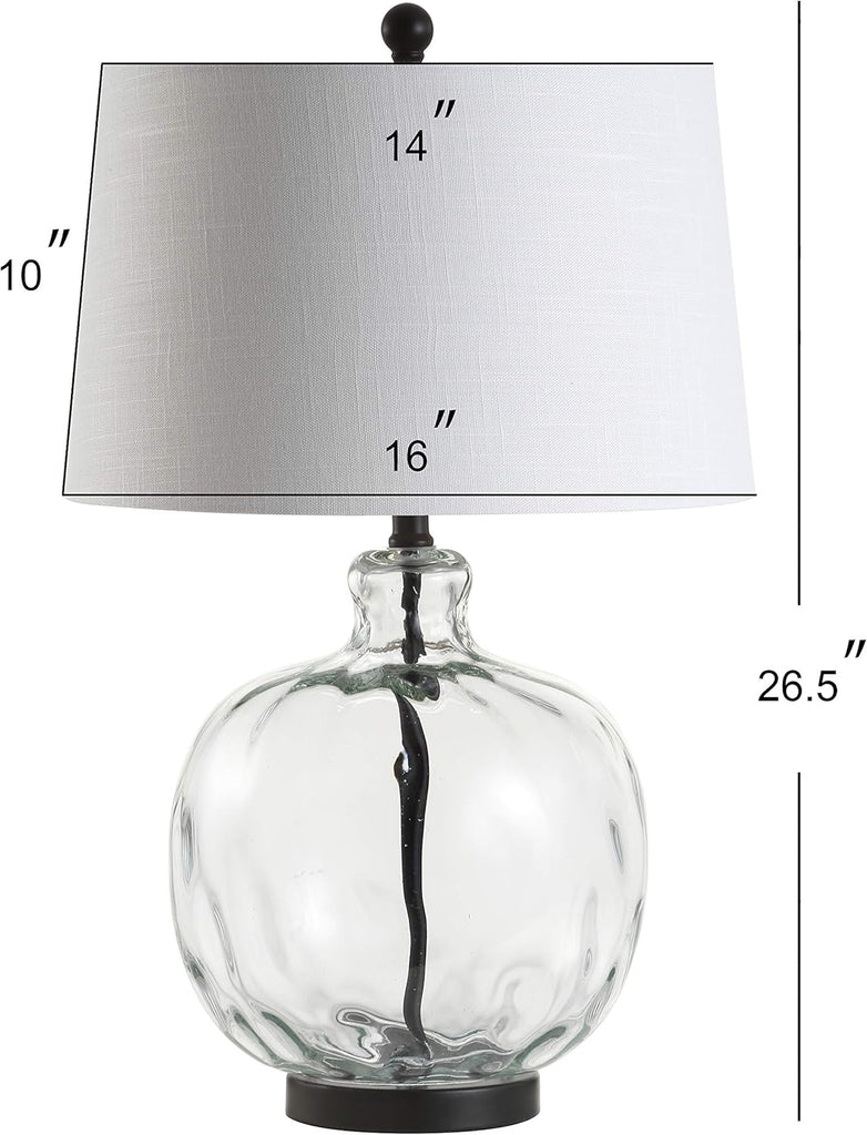 26.5" Clear Glass and Black Metal LED Table Lamp