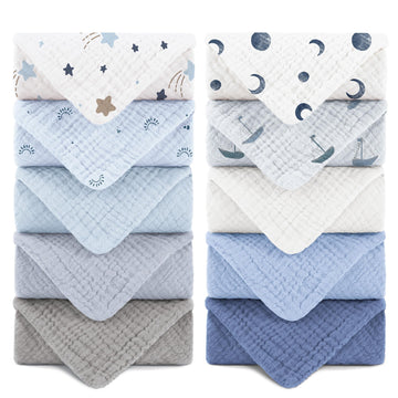 Muslin Baby Washcloths,100% Cotton Face Towels and Burp Cloths