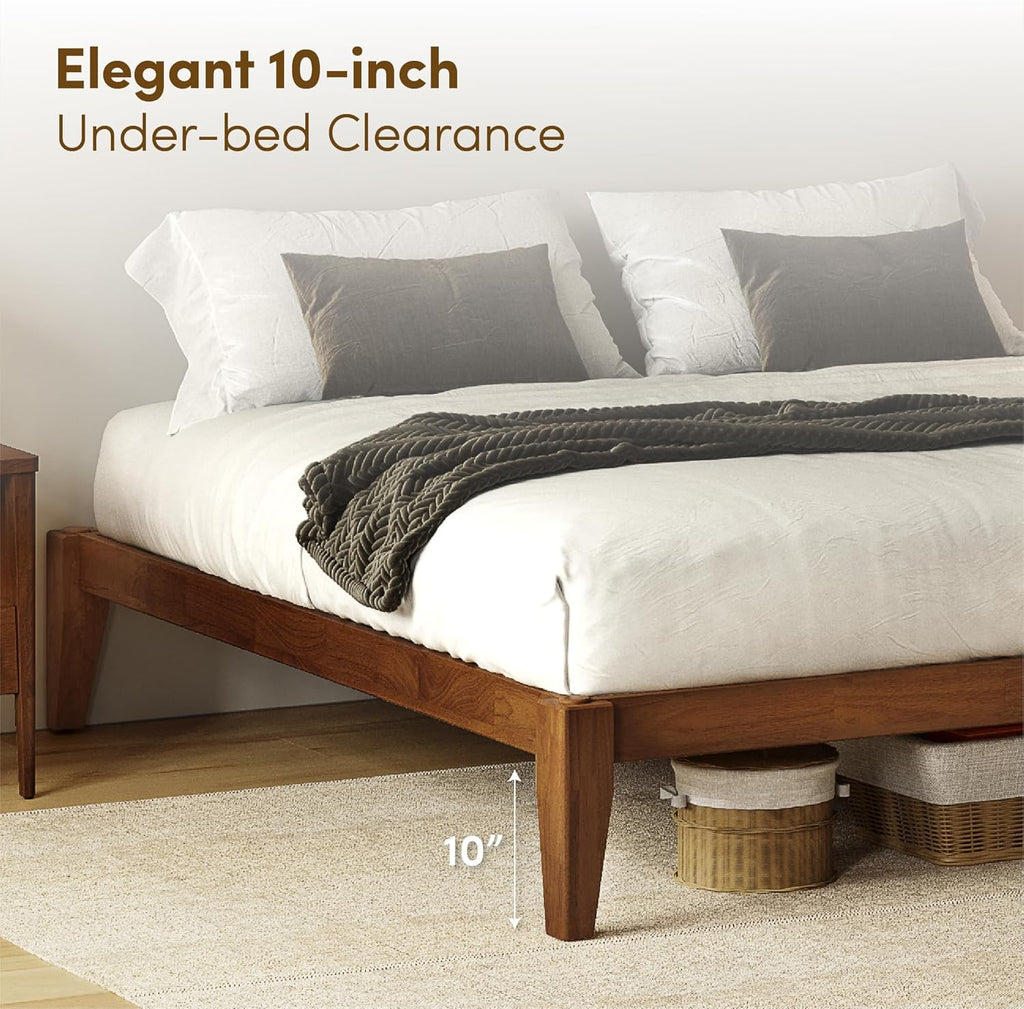 Thor Premium Solid Wood Bed Frame Queen, Japanese Joinery Bed Frame with Wood Slat Support, Platform Bed, No Box