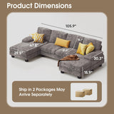Sectional Couches for Living Room, U-Shaped Sofa Couch with Linen Fabric