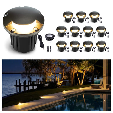 Solid Brass Well Light - Low Voltage 12V In-Ground All Weather LED Landscape Lighting, Replaceable Bulb Fixture