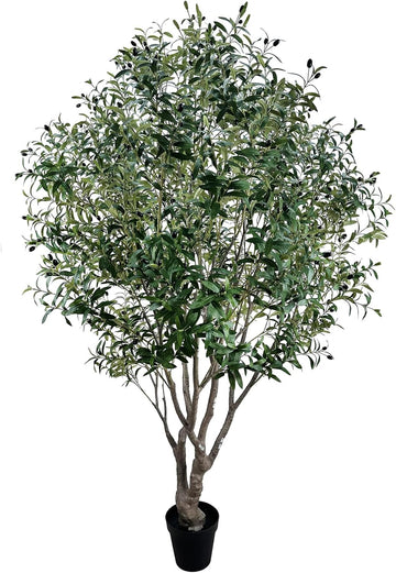 8FT Artificial Olive Tree - Extra Tall Faux Olive Tree with Realistic tree trunk and Realistic Leaves, Large