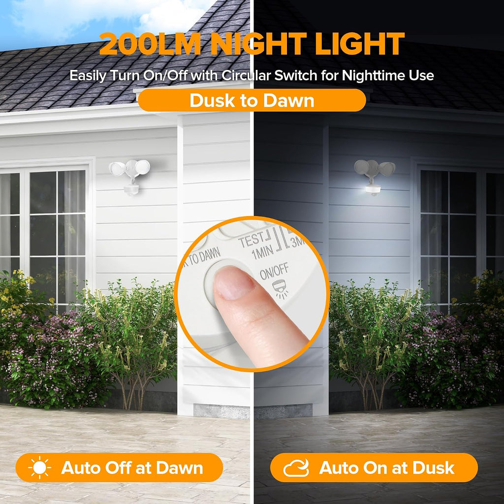 34W 3700 Lumen LED Security Light Motion Sensor Outdoor Lights with Night Light, 5000K Daylight, IP65 Waterproof