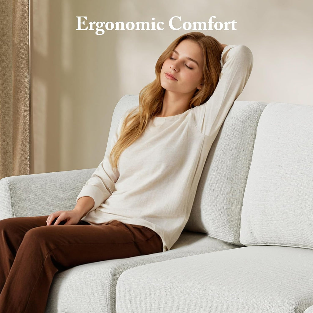 3 Seater Sofa Couch with Deep Seats, 89" Mid Century Modern Upholstered Sofa with Armrests