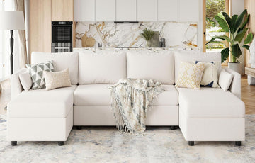 114.17" Modular Sectional Sofa, 6 Seat Modular Couch with Storage, Memory Foam, Convertible Sectional Couches , U