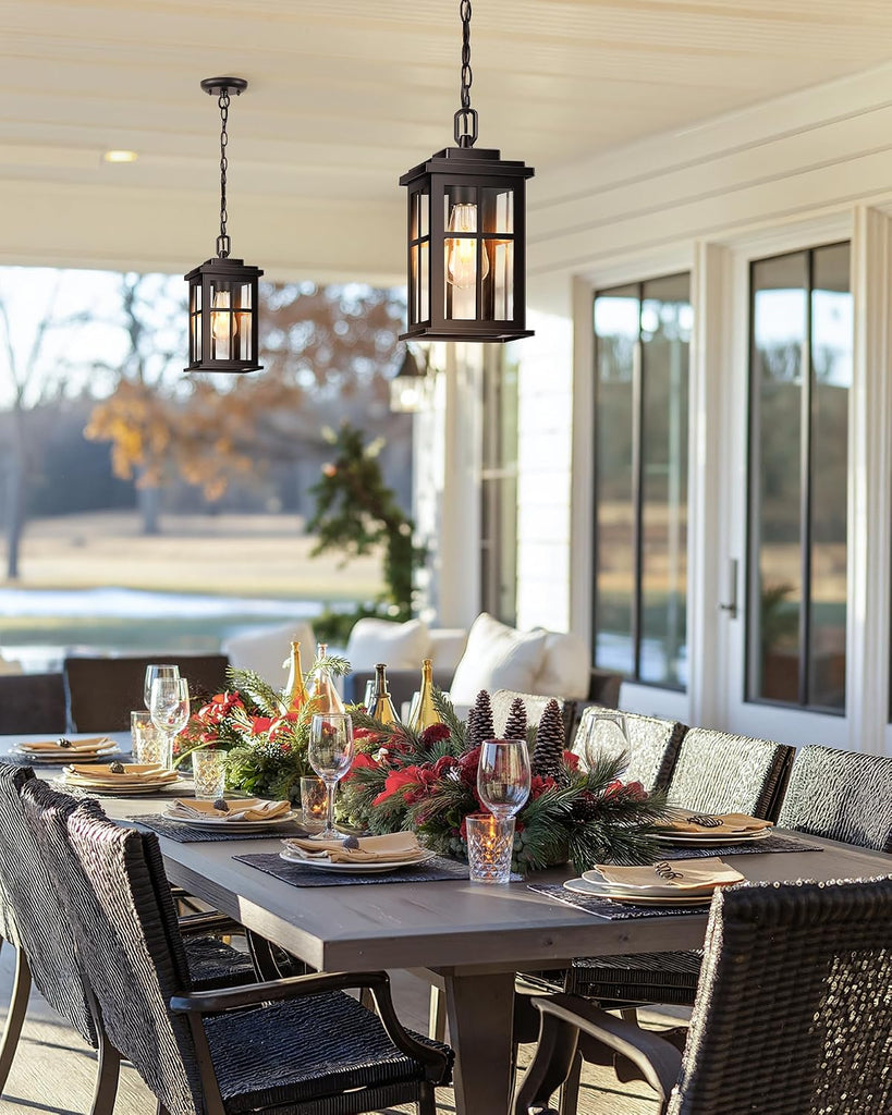 Bronze Hanging Porch Light, Modern Outdoor Pendant Lights for Porch