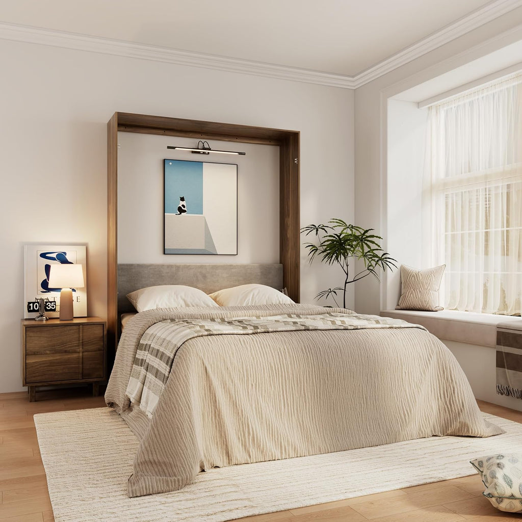 Farmhouse Murphy Bed Queen, 85" Wall Bed Folds to Save Space, Concealed Bed Frame with Hydraulic Rod and Wall Mounted