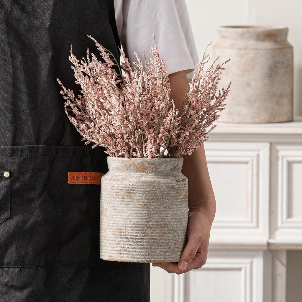 Ceramic Flower Vase 6.5 inch Farmhouse Rustic Vase
