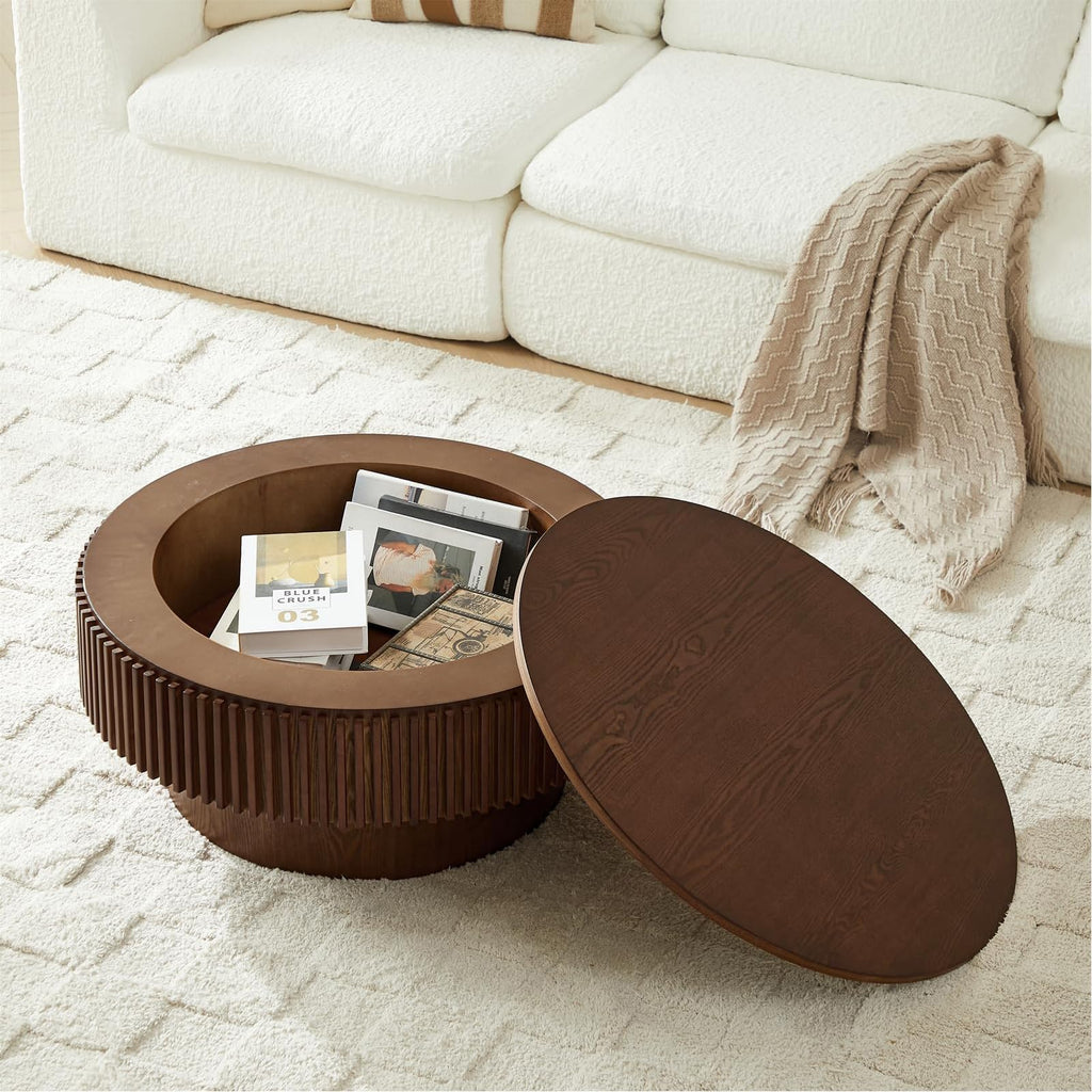 Walnut Round Fluted with Storage
