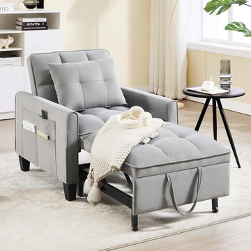 Convertible Sleeper Chair, 3 in 1 Sleeper Chair Bed Pull Out Sofa Bed Chairs, Single Sofa Beds with Adjustable
