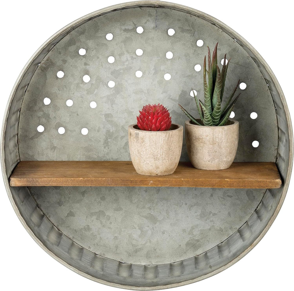 Distressed Wall Shelf, Metal and Wood