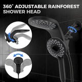 High Pressure Rain Shower Head with Handheld Spray Combo: Detachable Dual Shower Head with 10 Sprays Modes