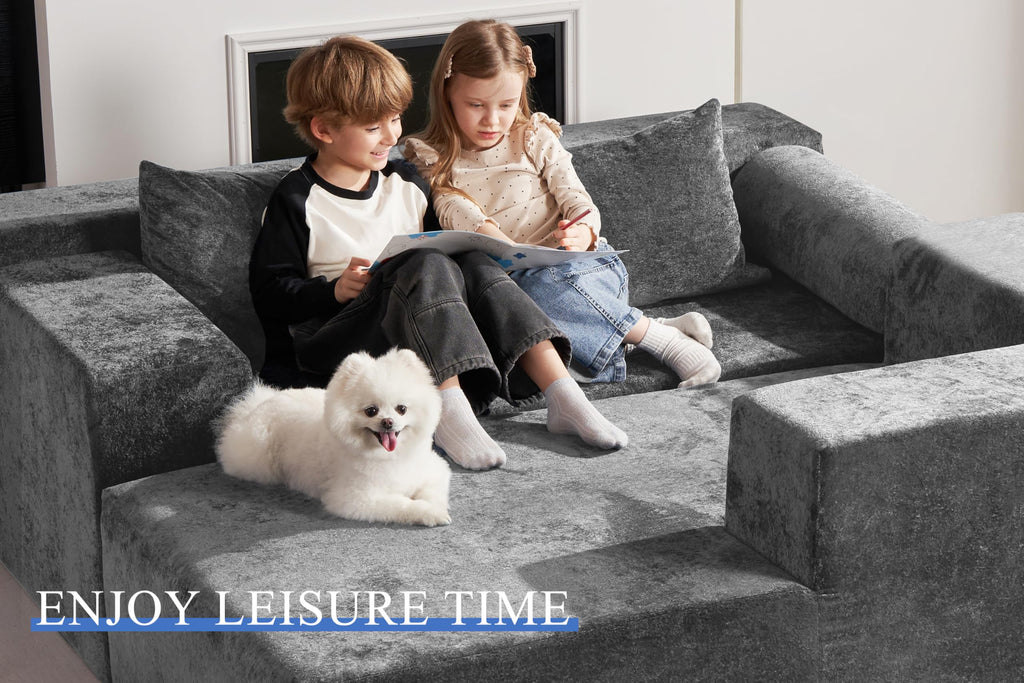 105" L-Shape Modular Sectional Sofa Couch, No Assembly Required, Modular Comfy Sofa with Deep Seat Bedroom, Luxury