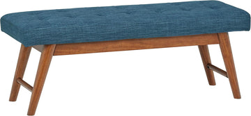 Modern Haraden Upholstered Button-Tufted Bench, Blue, 16 x 44 x 17 in