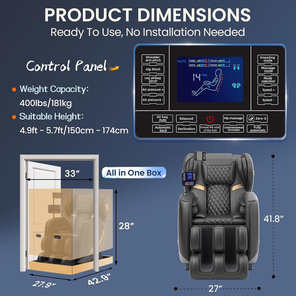 Massage Chair Full Body, Zero Gravity Massage Chair with 10 Fix Rollers, Massage Chairs Recliner with Heating