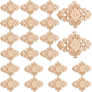20 Pcs Wood Carved Appliques for Furniture Door Decor, Classic
