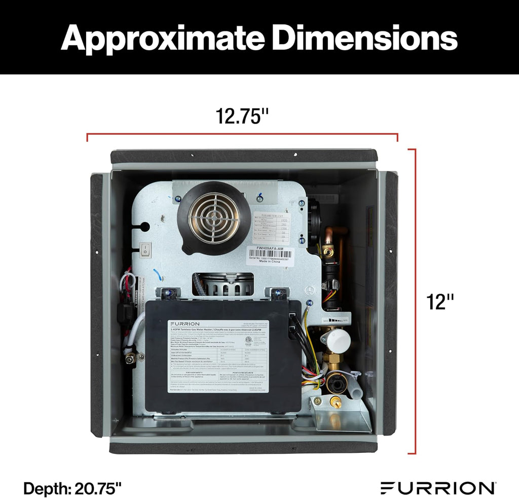 Tankless Gas Water Heater, White, 2.4 GPM, 60, 000 BTU, Antifreeze Protection, Propane w/Electric Ignition