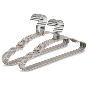 Metal Hangers 20 Pack, Non Slip Clothes Hangers Space Saving, Heavy Duty Rubber Coated Wire Hanger for Coat, Shirt