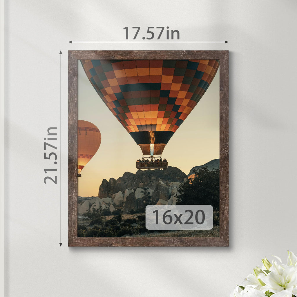 16x20 Picture Frame, Rustic Brown Poster Frame, Wall Mount, 1 Pack
