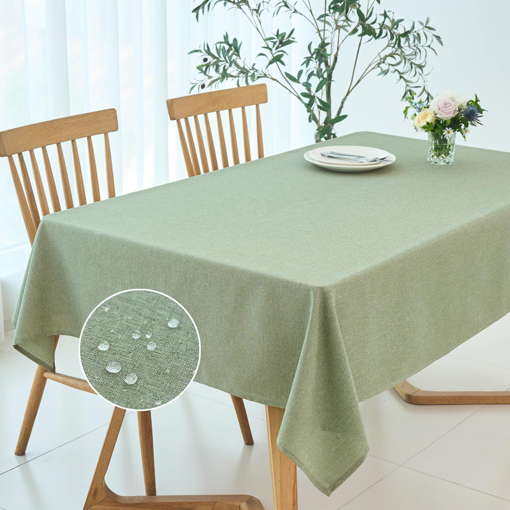Linen Texture Tablecloth Water Resistant Antiwrinkle Spillproof Wipeable Washable Soft Fabric Table Cloth, Buffet