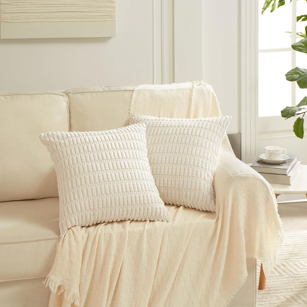 4 Packs Decorative Throw Pillow Covers, Modern Farmhouse Boho Home Décor Accent Cushion Case, 18" x 18", Neutral