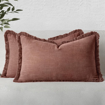 Linen Decorative Fall Lumbar Throw Pillow Covers Autumn Glaze 12x20