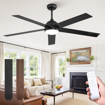 60" Ceiling Fan with LED Light and Remote - Black