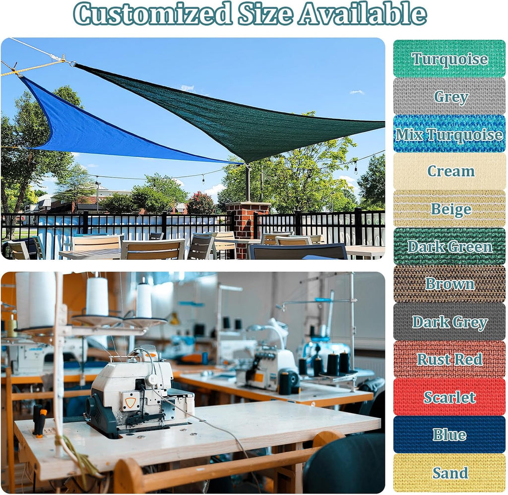 Shade Sail 14'X18' Rectangle Sand Breathable UV Block Outdoor Canopy for Backyard Patio Pergola Garden Deck(We Make