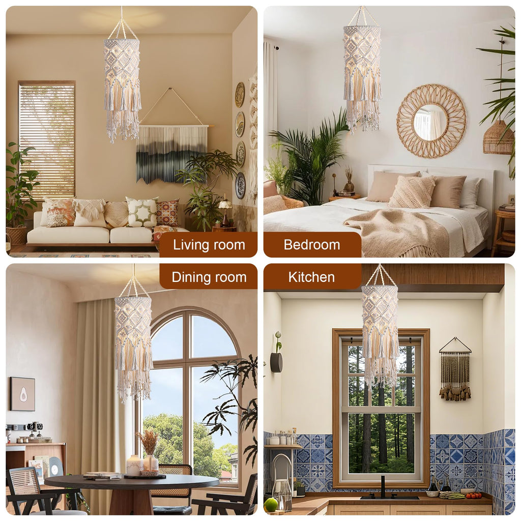 Boho Hanging Lamp, Plug in Hanging Light with Plug in Cord(9.8FT)