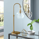 27" Mid-Century Modern 1-Light Table Lamp with Seeded Glass Dome Shade, or Office, Brushed Gold