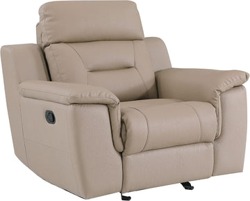 Walker Leather Match Upholstered Reclining Living Room Chair, Hazel Wood