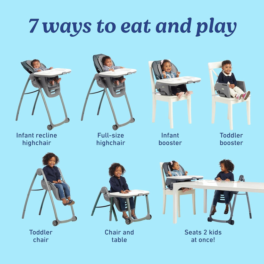 Table2Table Premier Fold 7 in 1 Convertible High Chair | Converts to Dining Booster Seat Kids Table and More Maison