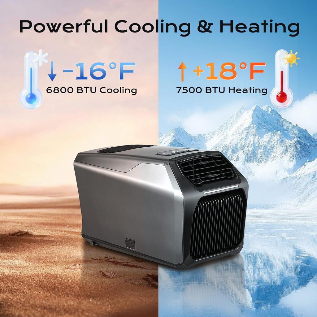 Portable Tent Air Conditioners,6800 BTU Heating, 7500 BTU Cooling, Heating 6-in-1 Portable Air Conditioner