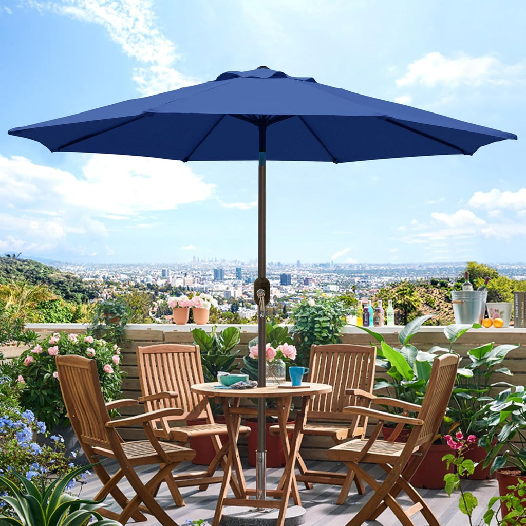 9' Outdoor Patio Umbrella, Outdoor Table Umbrella, Yard Umbrella, Market Umbrella with 8 Sturdy Ribs - Navy Blue