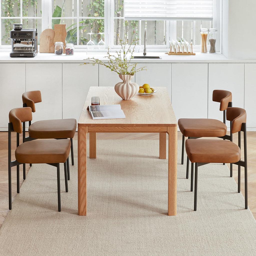 Brown Faux Leather Dining Chairs Set of 2