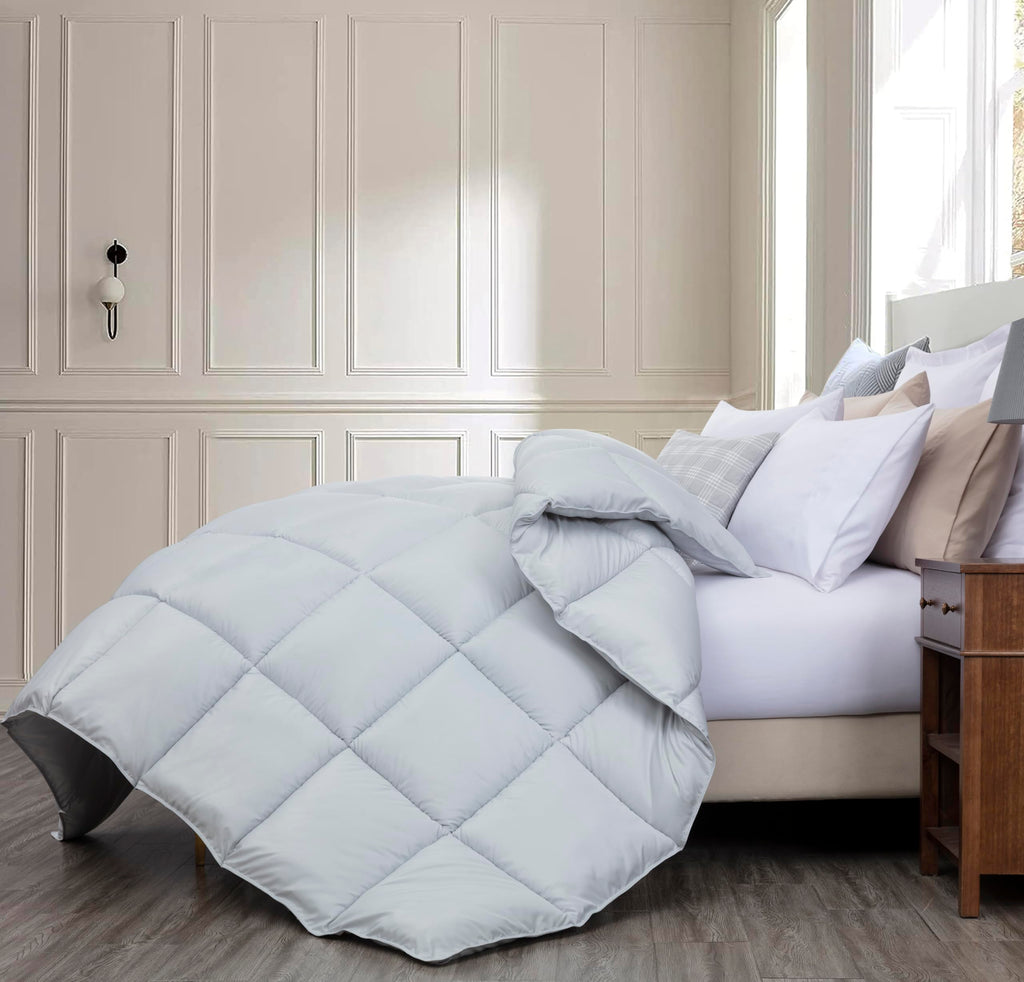 All Season Queen Size Down Alternative Comforter - Plush Microfiber Fill - Box Stitch Quilted - Duvet Insert with