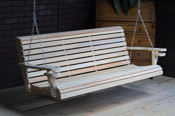 5FT Cypress Roll Porch Swing Made in USA with Hanging Hardware