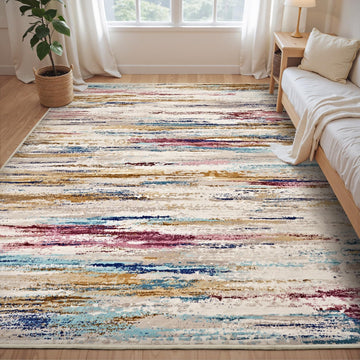 Area Rugs for Living Room, Colorful Modern Abstract Area Rug, Washable Kids Rugs for Playroom, Non Slip Soft