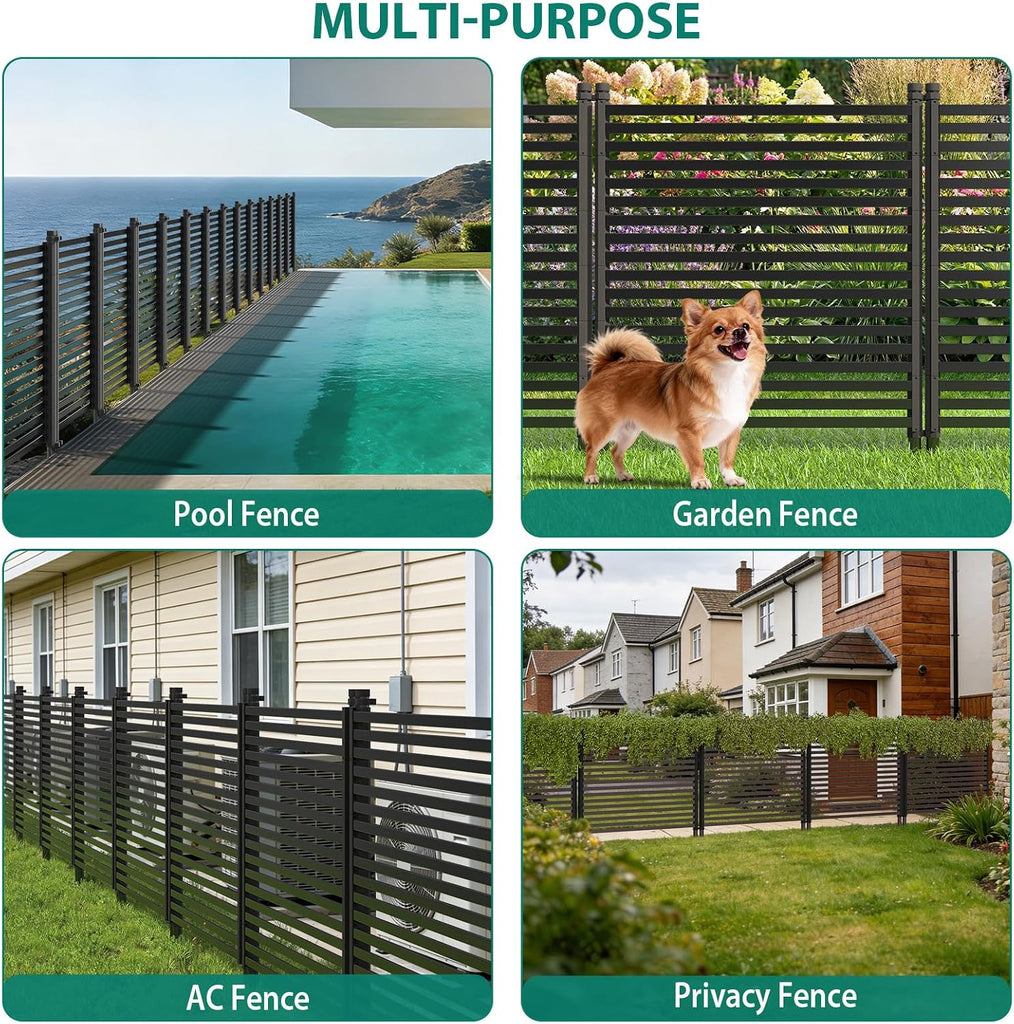 3 Pack Privacy Fence Panels for Outside, 48" h x 106" w No-Dig Metal Garden Fencing, Rustproof Decorative Panels for
