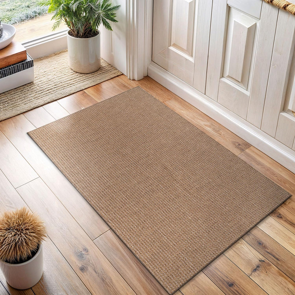 Easy Jute Door Mat 2x3 Indoor Outdoor Natural Rugs Solid Fiber Rug Woven Area Rug Boho Easy Clean Inside Carpet