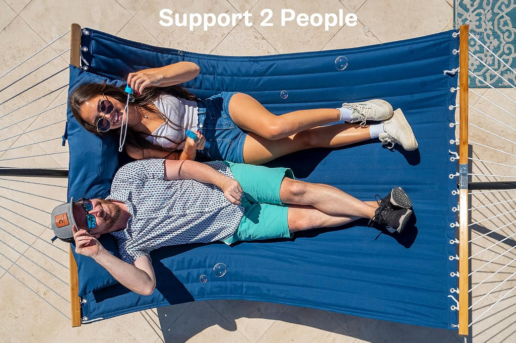 Curved-Bar Hammock with Stand, 2 Person Heavy Duty Hammock Frame, Detachable Pillow & Portable Carrying Bag, Perfect