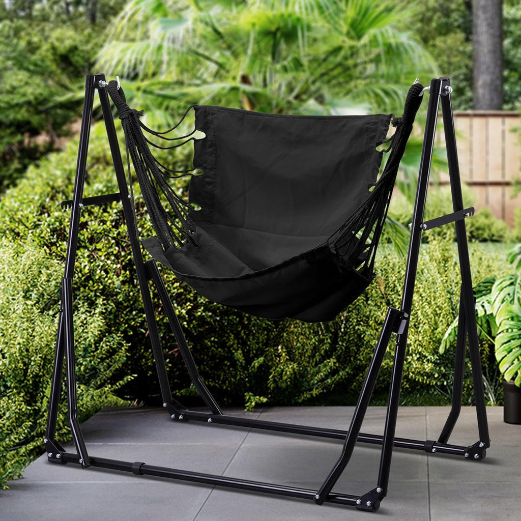 With Foldable Stand, 2 in 1 Hammock and Swinging Chair with Carrying Bag, Portable Camping Chair Suitable for