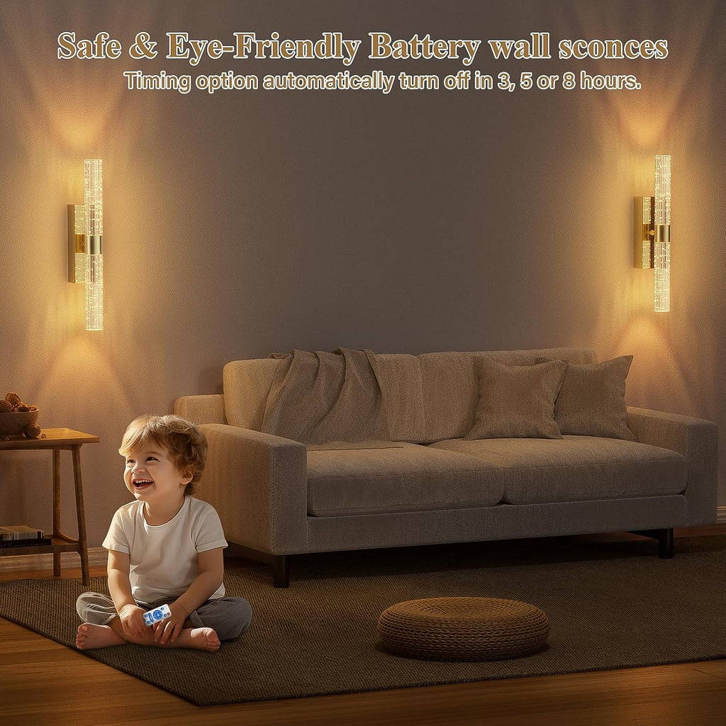 Battery Operated Wall Sconces Set of 2 Rechargeable Battery Powered Wall Light with 12000mAh Not Hardwired Dimmable