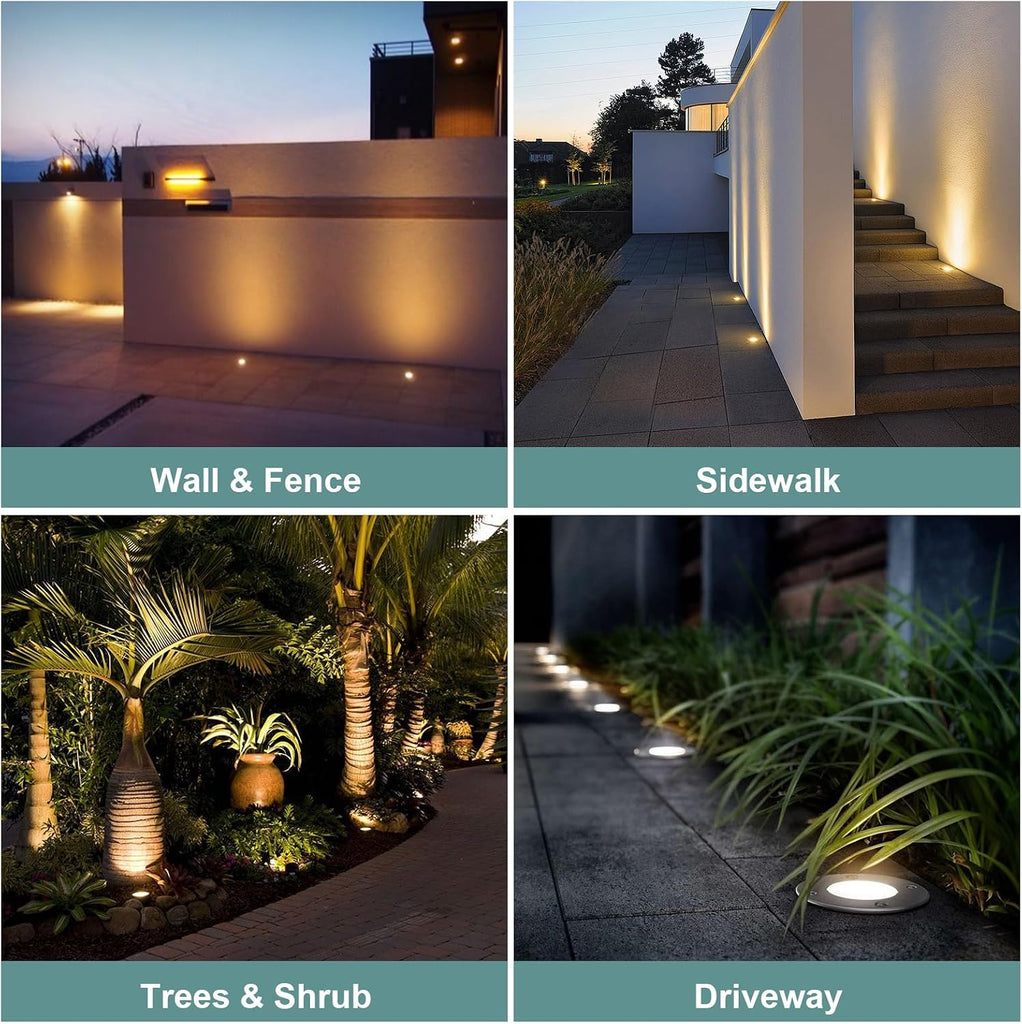Low Voltage Landscape LED Well Lights, 12V in Ground Lights Outdoor IP67 Waterproof, 5" Tall Wired Landscape Up