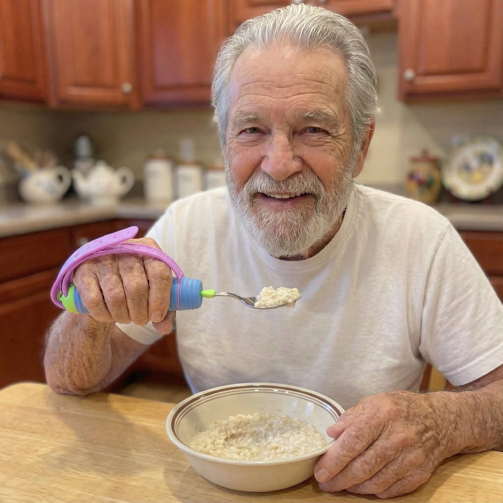 Weighted Adaptive Utensils for Enhanced Stability - Bendable, Non-Slip Utensil Set with Adjustable Wrist Strap &