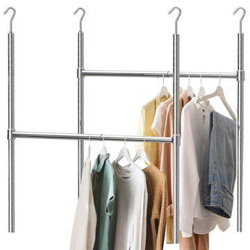 Adjustable Closet Hanging Rod, Chrome - 2 Pack