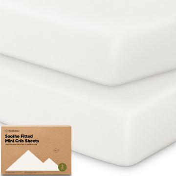 2pk Mini Crib Sheets Fitted 38x26 Pack N Play Mattress Sheet (Soft White)